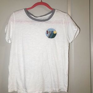 Lucky Brand White T Shirt w/ 1990 Embellishments